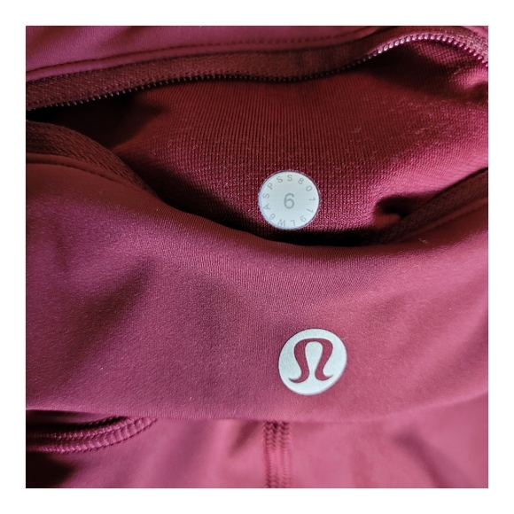 Lululemon Zip the Line Crop Deep Ruby Poppy Coral Breathable Mesh Leggings 6 - Picture 7 of 16